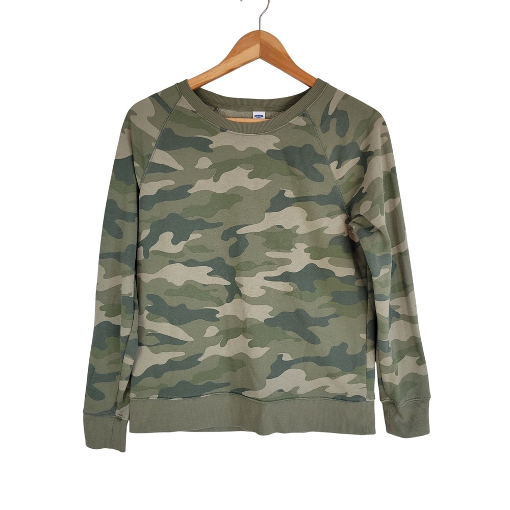 Old Navy Camo Cotton Blend Crewneck Sweatshirt Green Size Small Lightweight‎